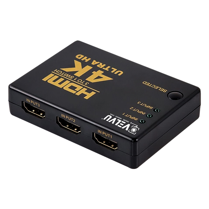 VELVU 3 x 1 HDMI Switcher 4K with Remote ST-HDSW-3P-4K