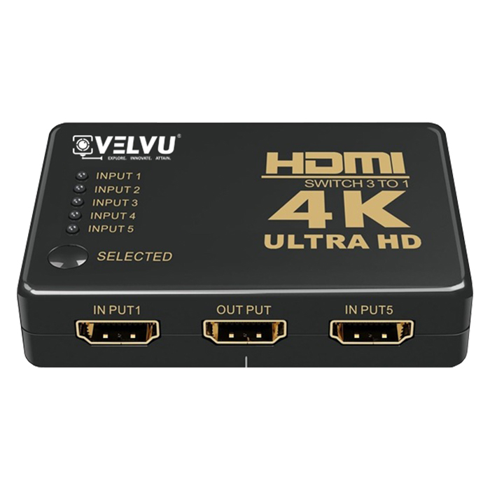 VELVU 5 x 1 HDMI Switcher 4K with Remote ST-HDSW-5P-4K