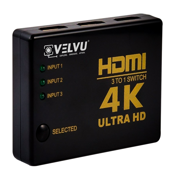 VELVU 3 x 1 HDMI Switcher 4K with Remote ST-HDSW-3P-4K
