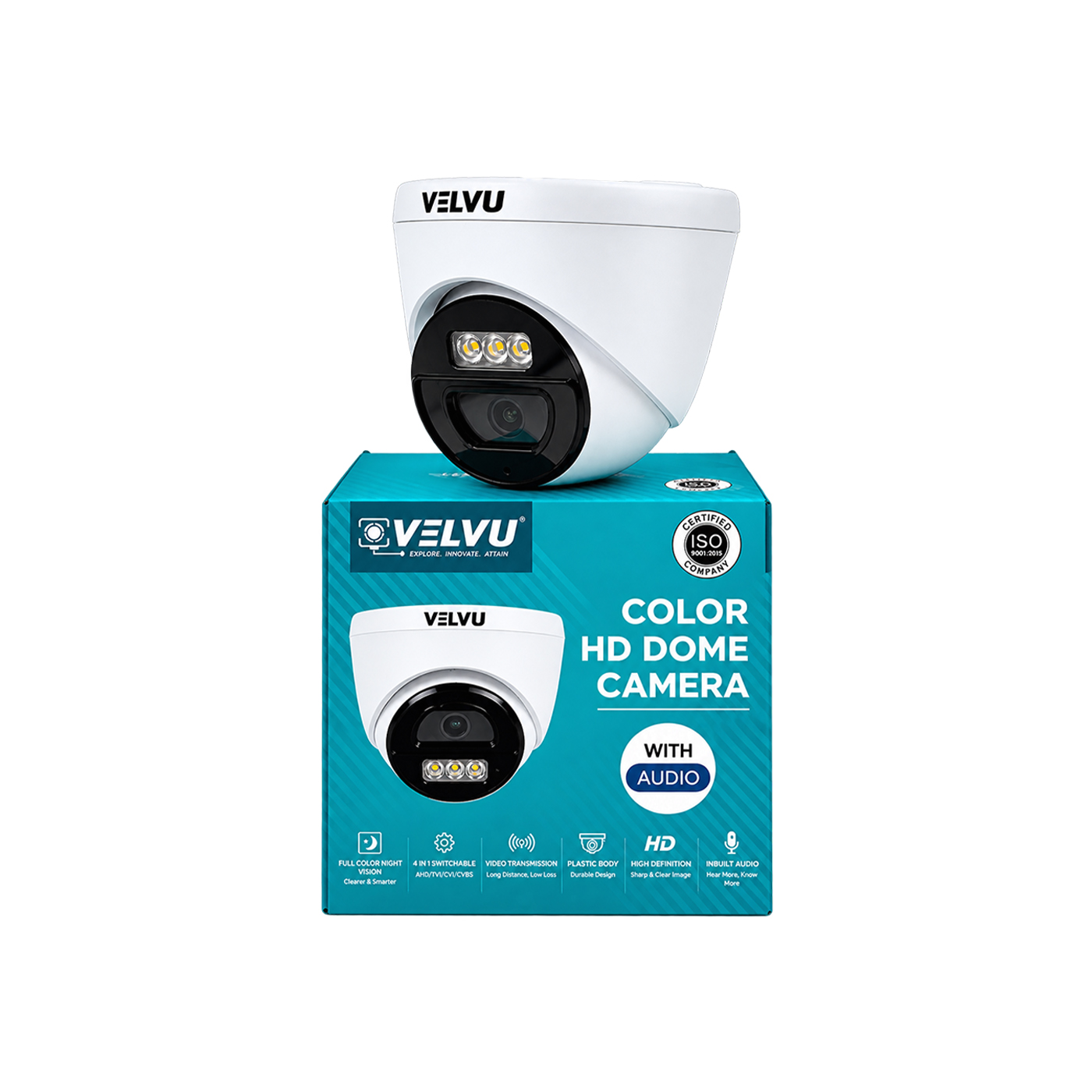 Velvu 2MP HD Color and Audio Dome Camera with OSD Button ST-VD HD2001WLA-OSD
