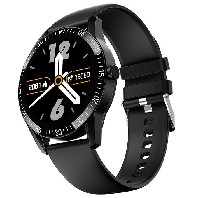 Fire-Boltt Talk Round Smart Watch 139 TFT Display with Bluetooth Calling Dual Button Voice Assistance SPO Heart Rate Monitor 120 Sports Modes Smartwatch for Men Women - Black