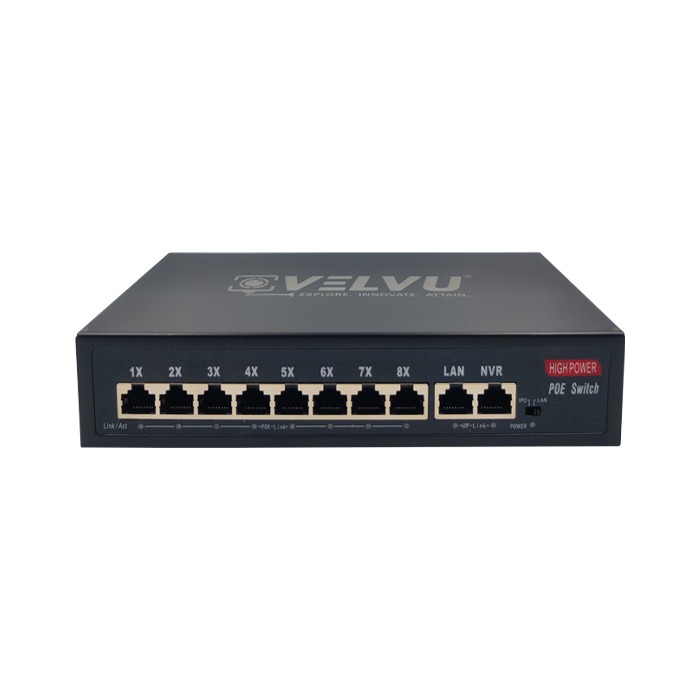 VELVU 8 PORT POE SWITCH WITH 2 GIGA UP-LINK ST-POE-3108-G2