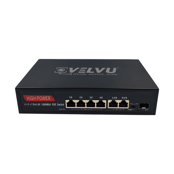VELVU 4 PORT FULL GIGA POE SWITCH WITH 2 UP-LINK ST-POE-5104-G2