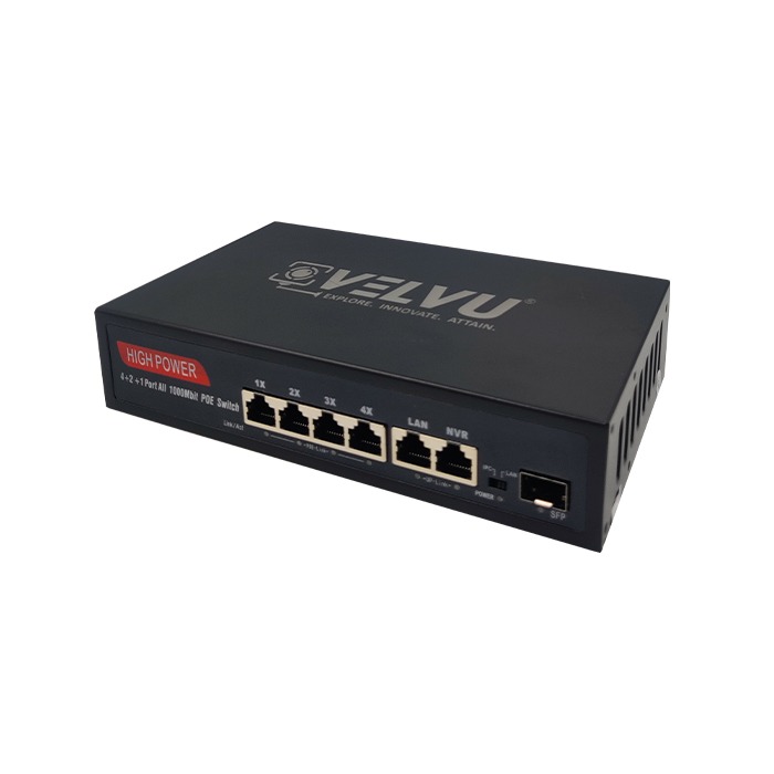 VELVU 4 PORT FULL GIGA POE SWITCH WITH 2 UP-LINK ST-POE-5104-G2