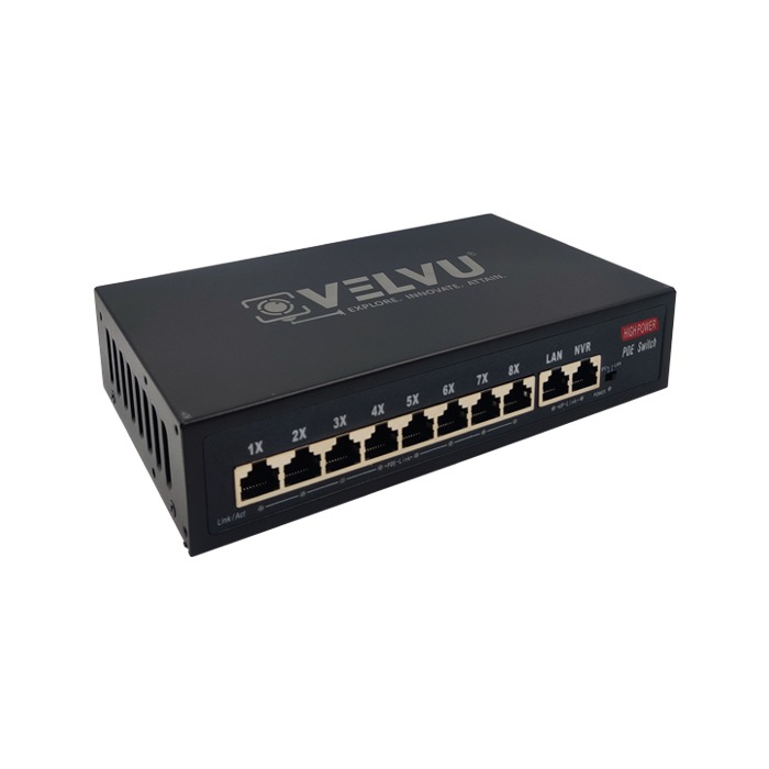VELVU 8 PORT POE SWITCH WITH 2 GIGA UP-LINK ST-POE-3108-G2