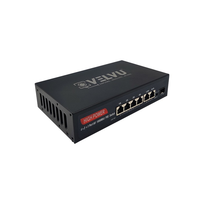 VELVU 4 PORT FULL GIGA POE SWITCH WITH 2 UP-LINK ST-POE-5104-G2