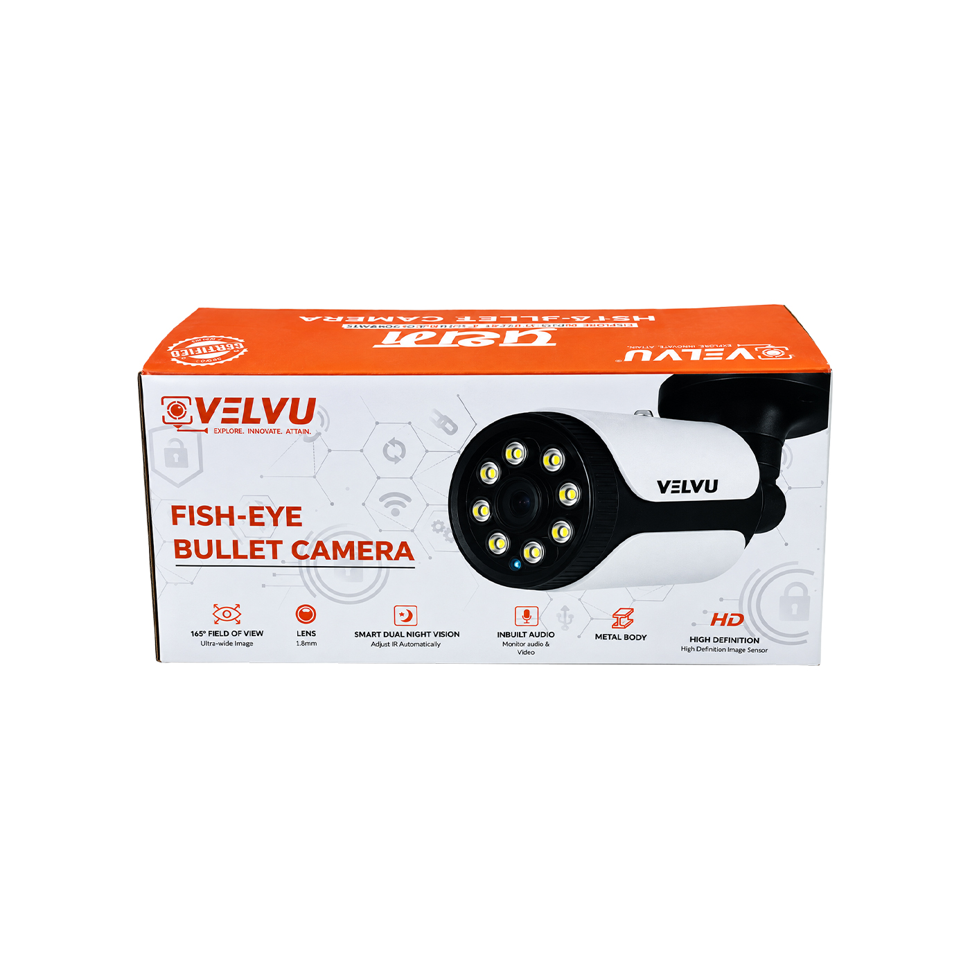 Velvu 5MP IP Fish-eye Dual Light  Audio Bullet Camera VB-IP-5S01DL18A