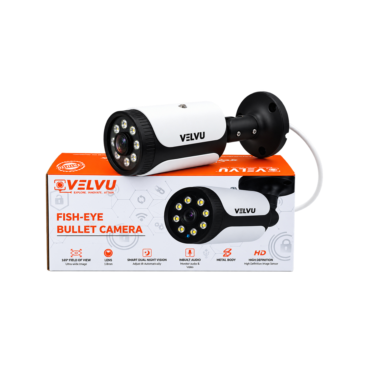 Velvu 5MP IP Fish-eye Dual Light Audio Bullet Camera VB-IP-5S01DL18A