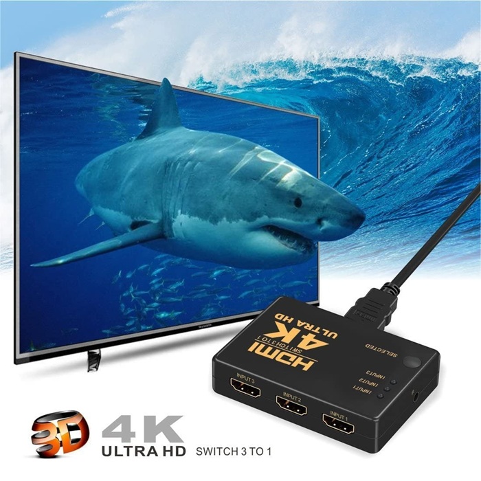 VELVU 3 x 1 HDMI Switcher 4K with Remote ST-HDSW-3P-4K